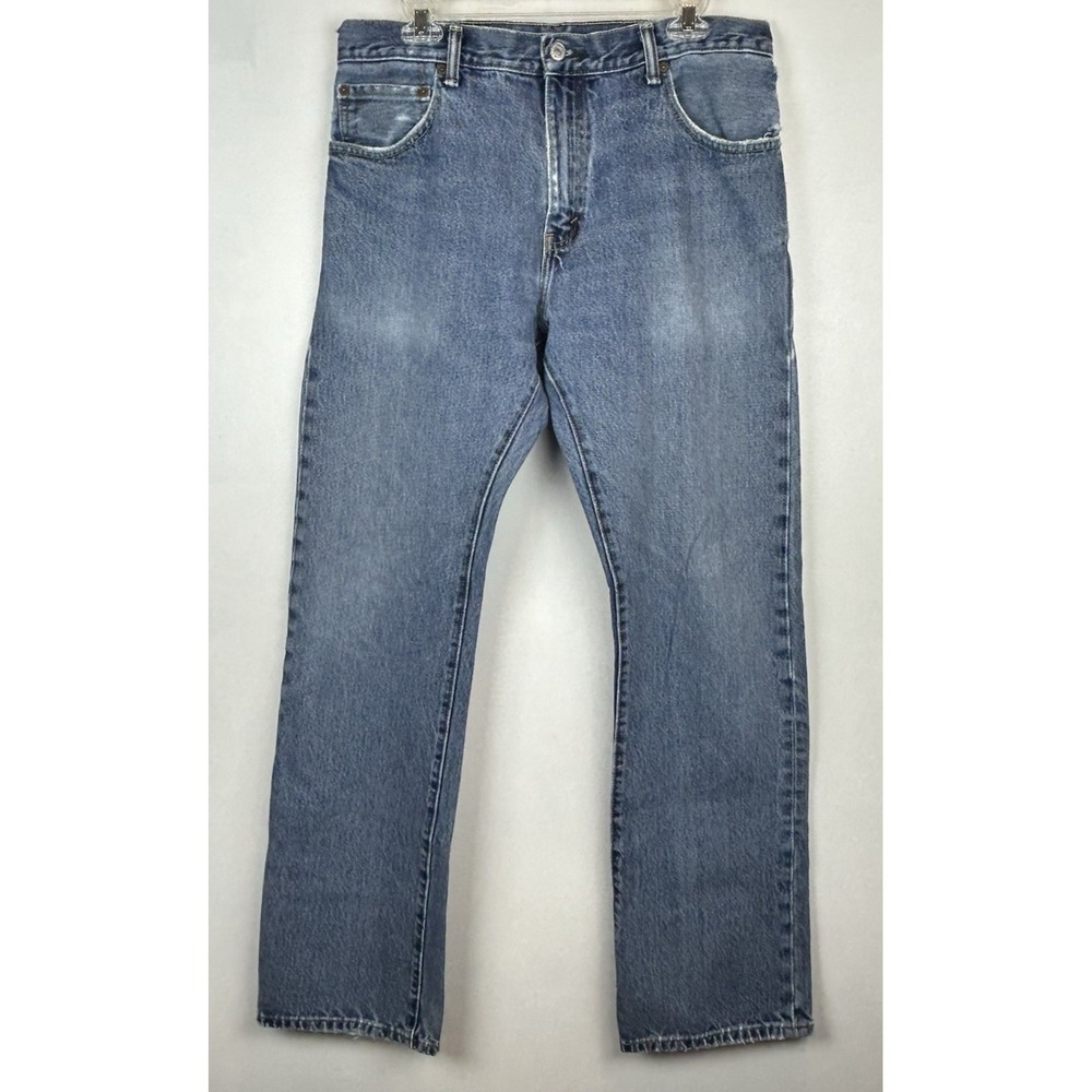 Vintage 90s Levis 517 Faded Stone Wash Boot Cut Distressed Jeans 34x34 Read